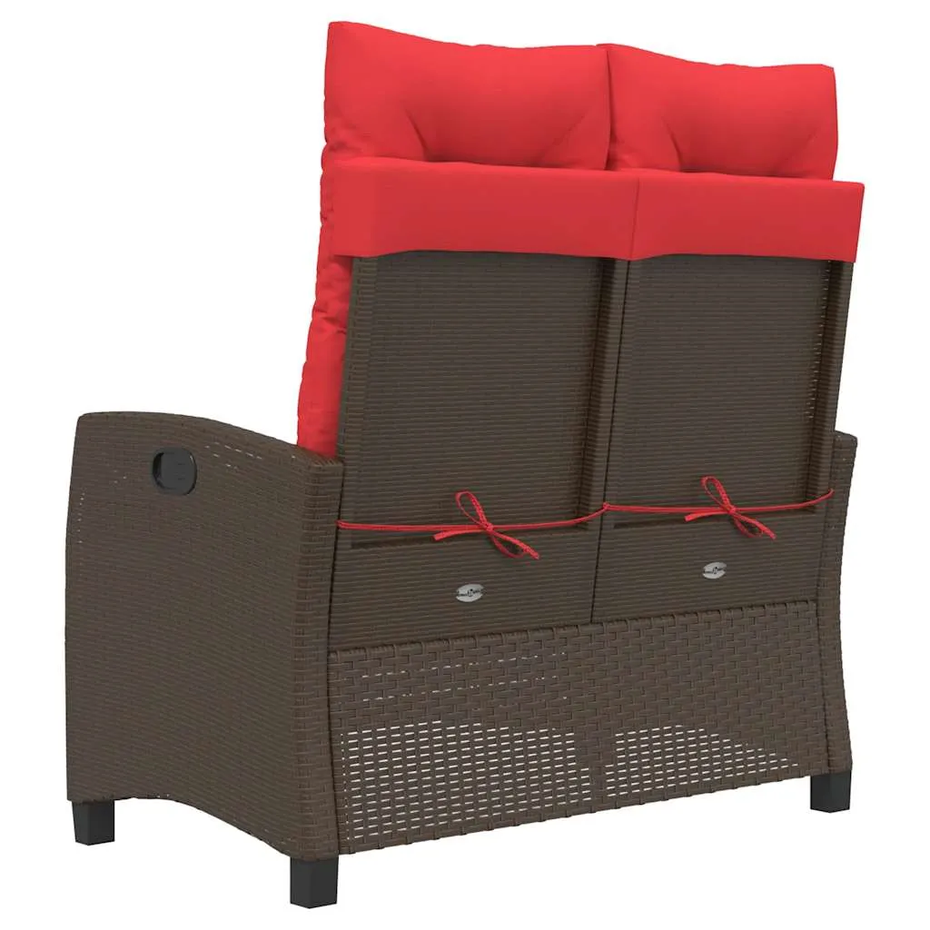 Garten-Relaxbank Braun 105x66x93 cm verstellbar aus PE-Rattan