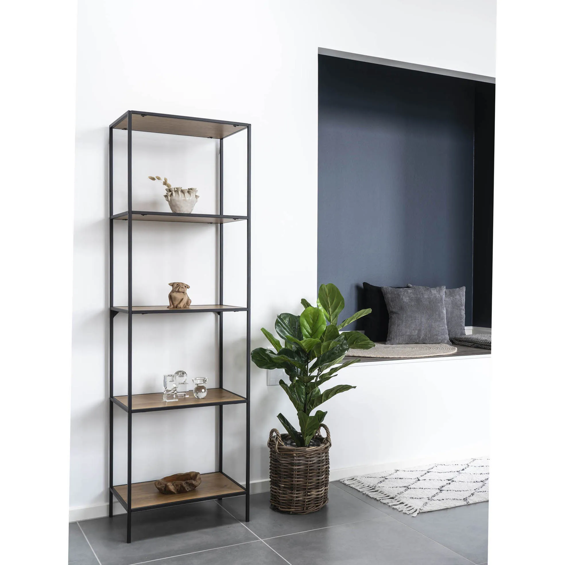 tinkaro Regal Vita Stahl, Spanplatte, Melaminfolie Natur