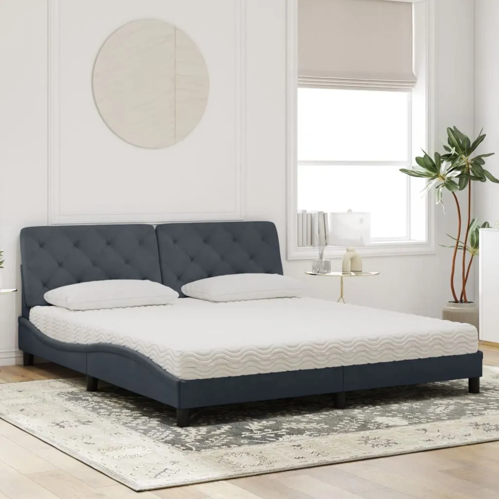 Bettgestell mit Schaumstoffmatratze 218x185x74,5 cm Dunkelgrau Samt