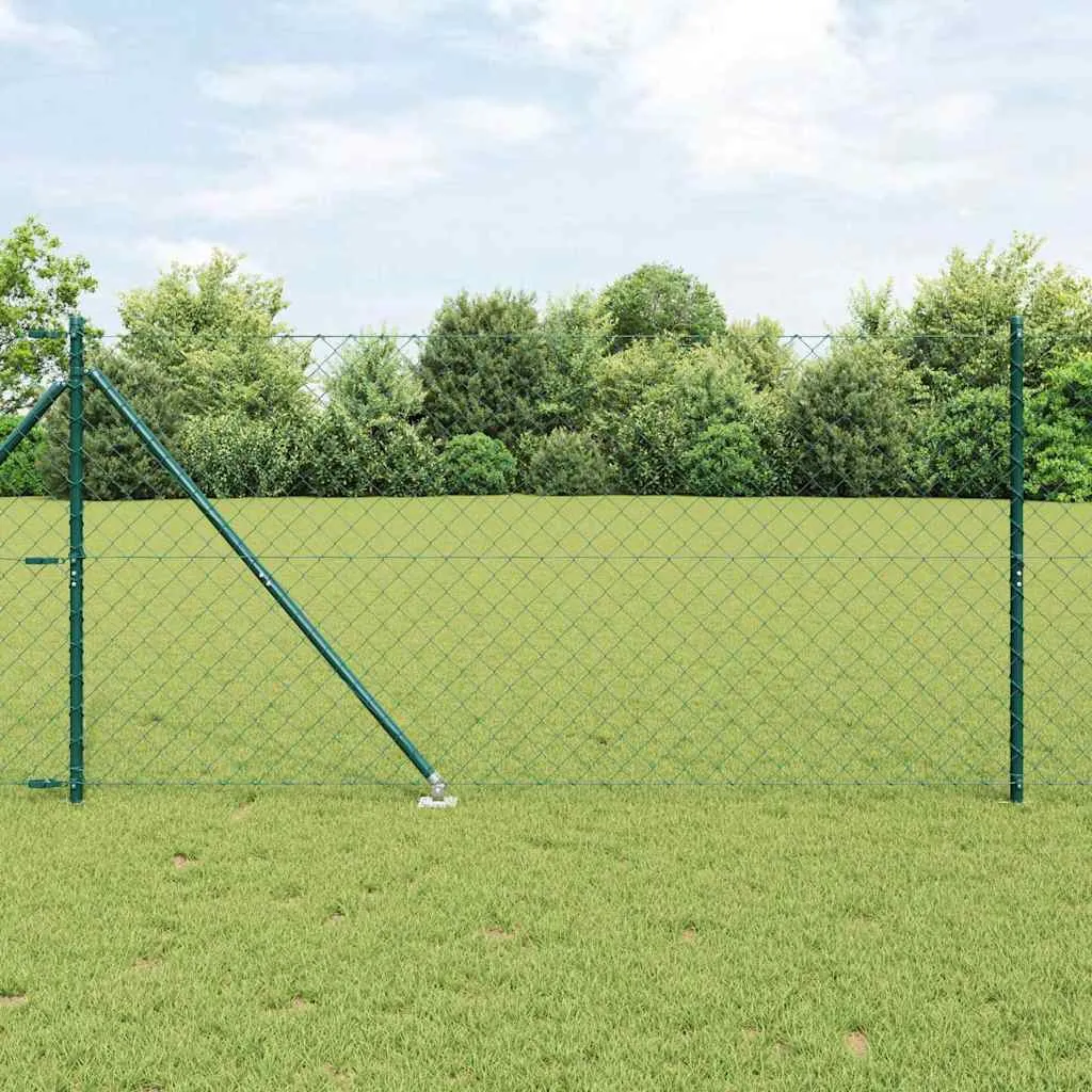 Zaunpfosten-Set Grün 2500 x 3,2 x 120 cm aus Stahl und PVC