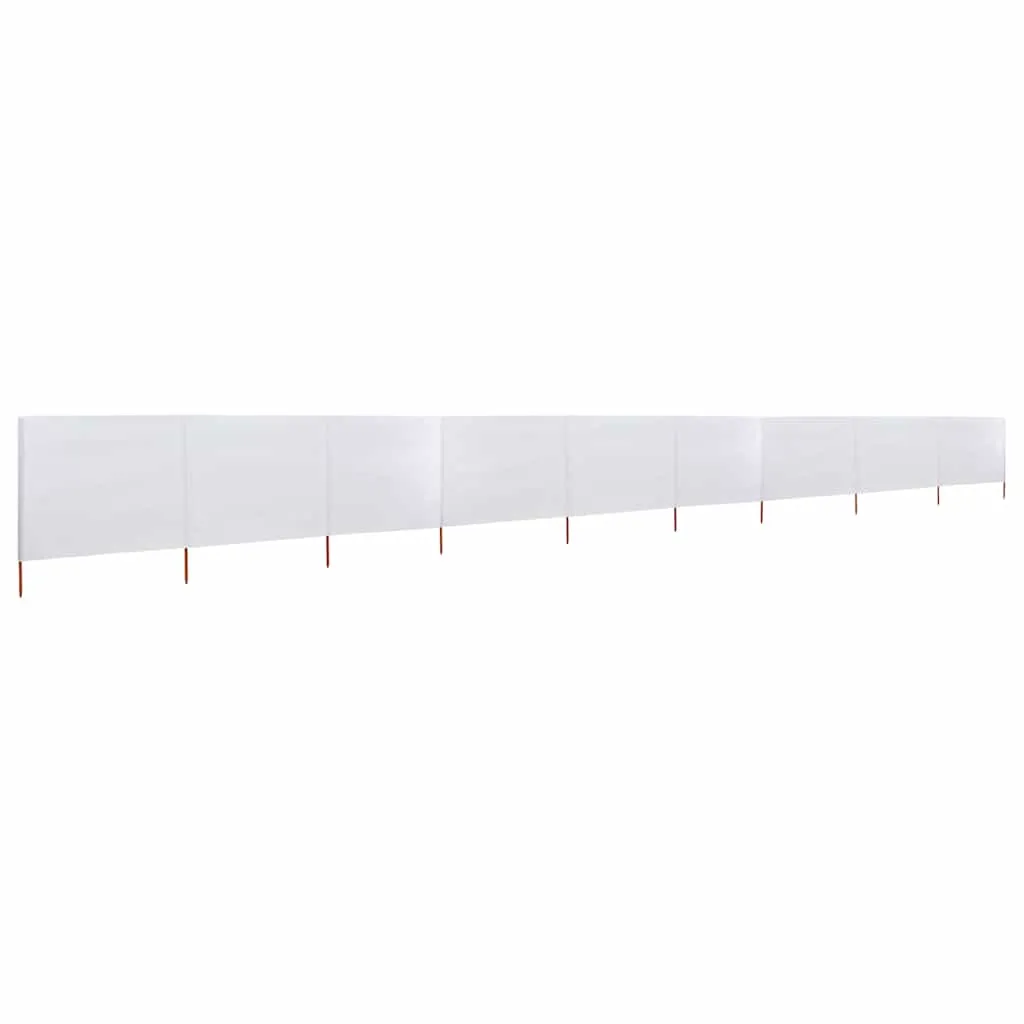 9-teiliger faltbarer Windschutz 1200x160 cm Sandweiß mit Massivholzpfählen