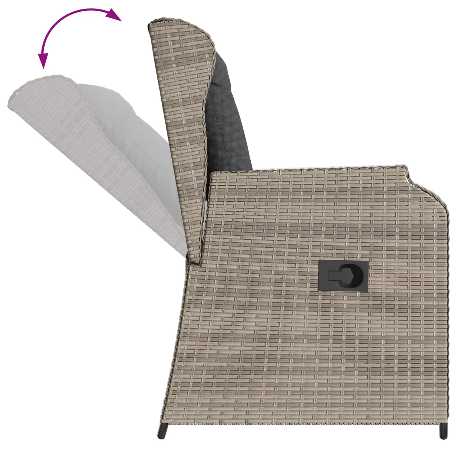 Verstellbare Gartenbank 55x67x95 cm Hellgrau aus Poly-Rattan