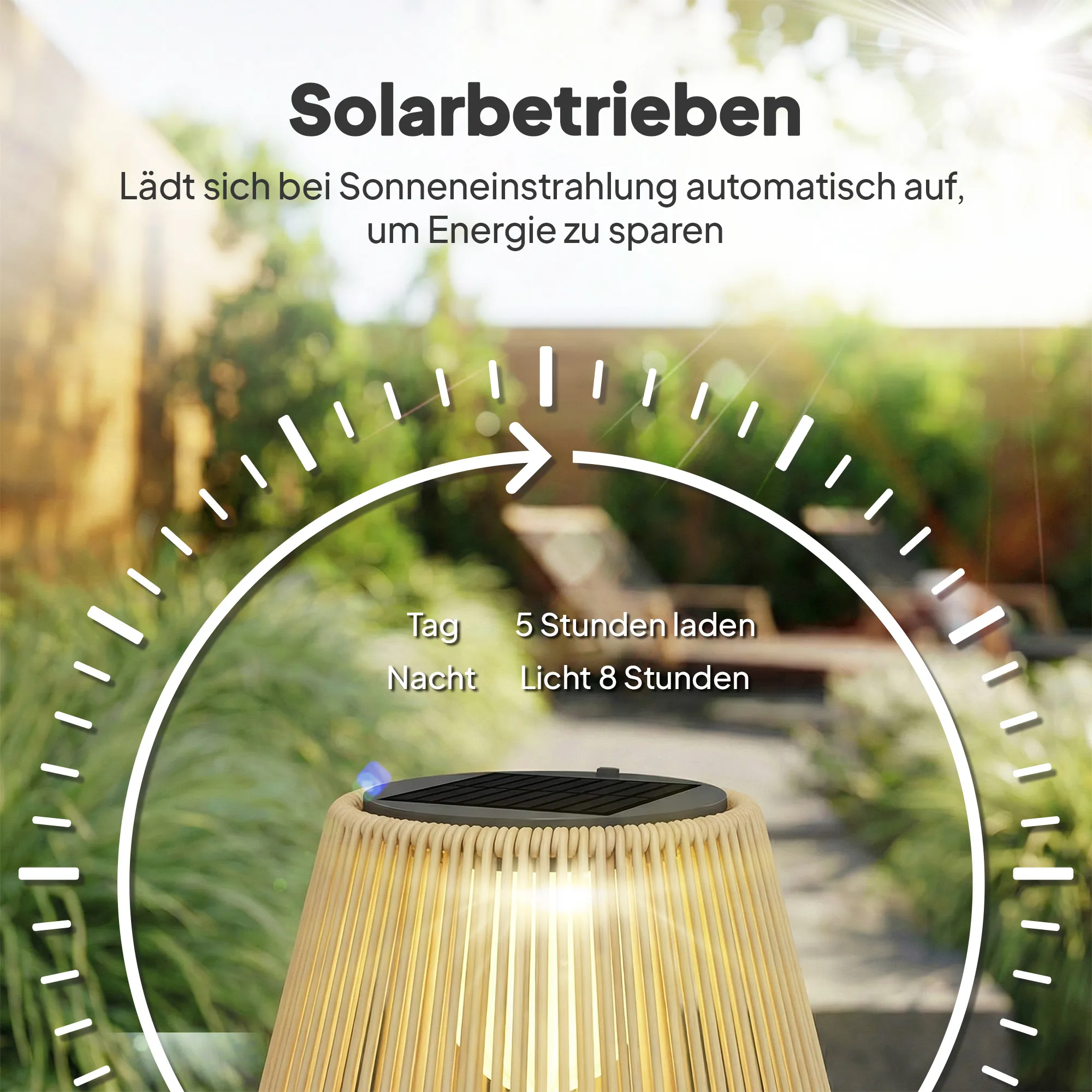 Solar Stehlampe Rattan Boho-Stil IP44 Gelb 35x35x55 cm