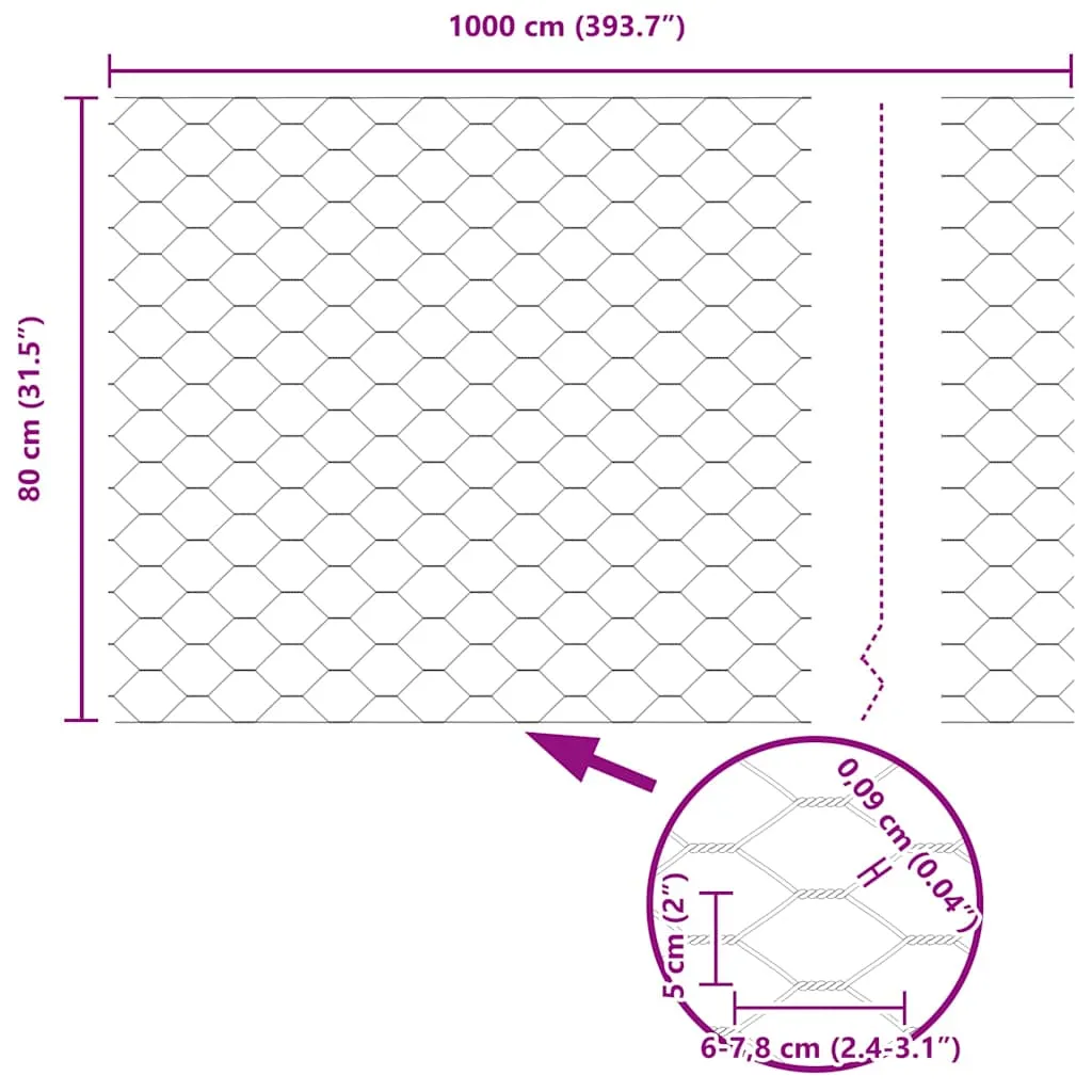 Hexagonzaun PVC Grau 10 x 0,8 m – Moderner Garten- und Terrassenzaun