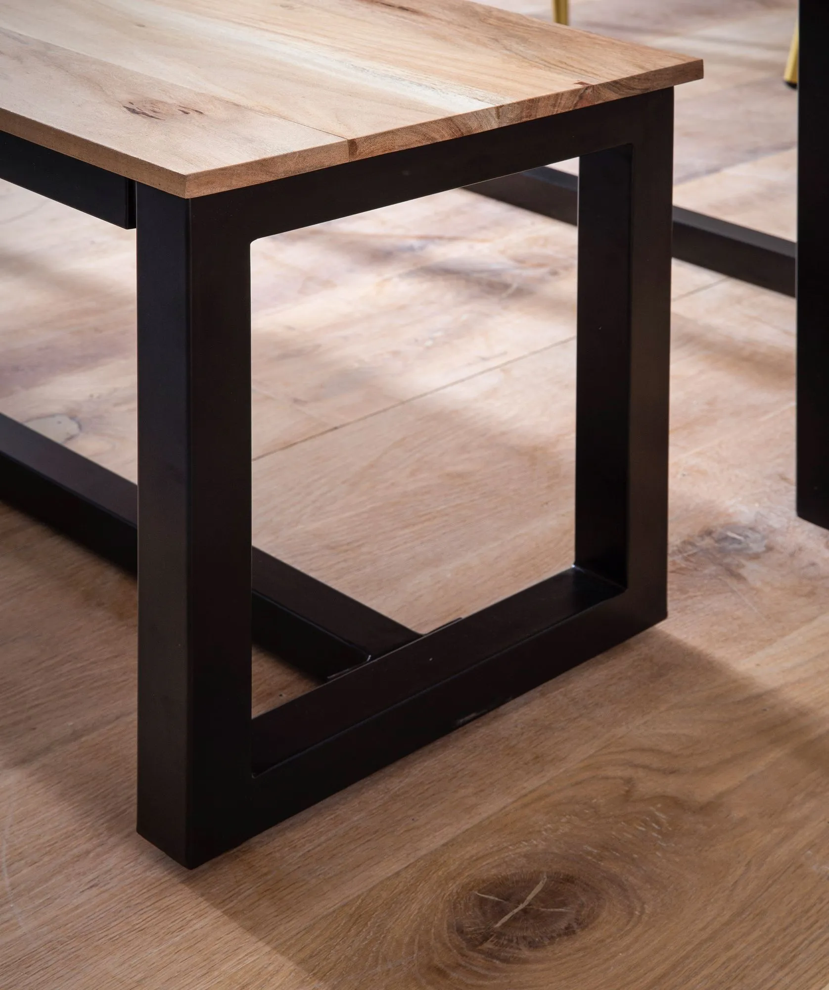 Esszimmerbank 160x40x45 cm Akazie Massivholz Metall Loft-Style