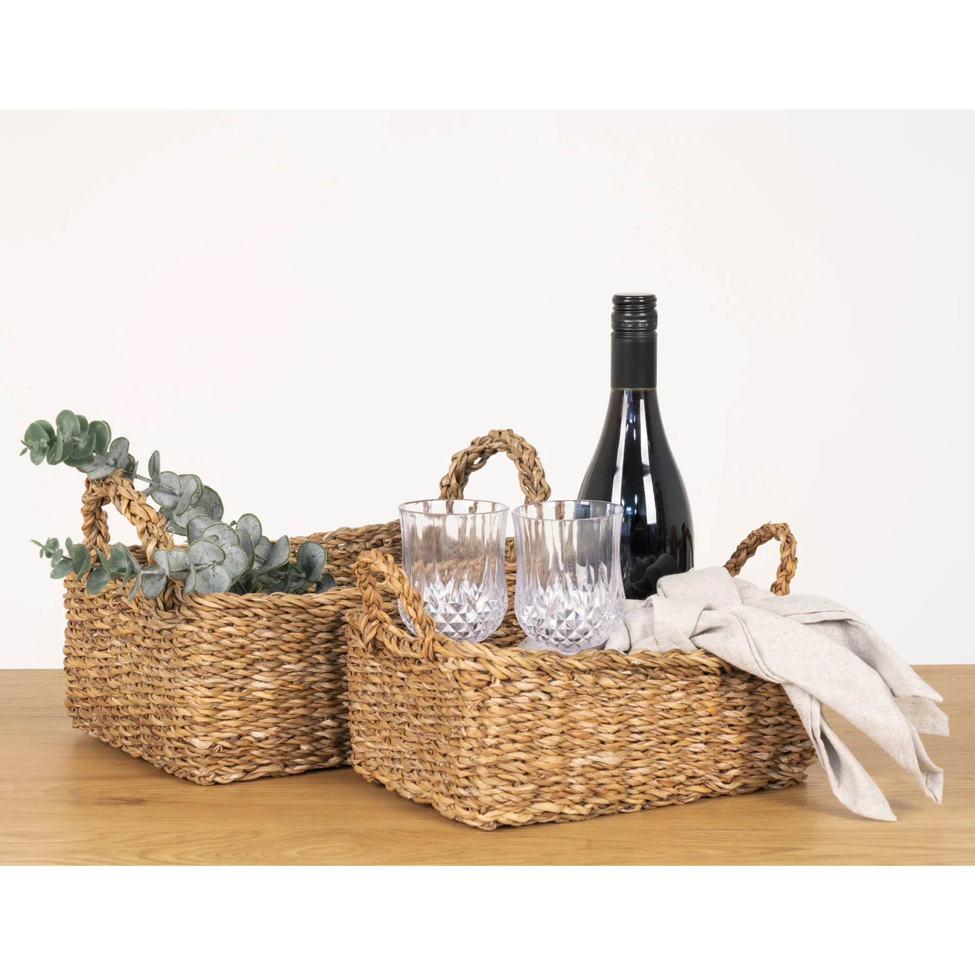 tinkaro Körbe Set aus Seegras 28/32 x 20/23 x 11/13 cm Natur