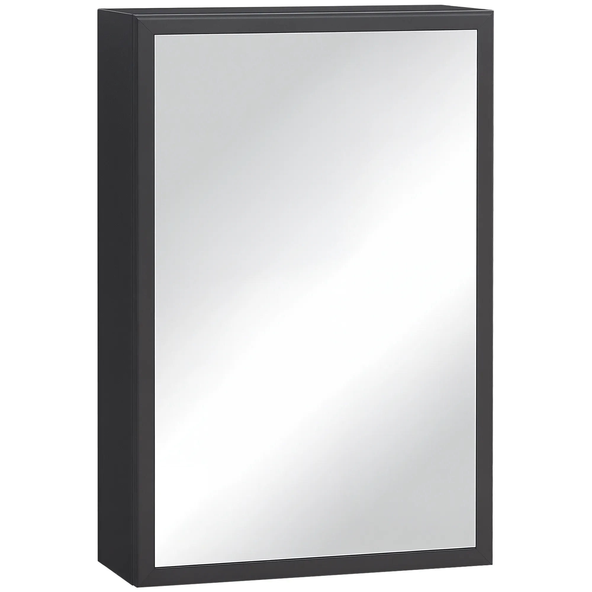 Spiegelschrank, 3 Regalfächer, weiche Scharniere, Stahlgehäuse, schwarz, 40 x 15 x 60 cm Spiegelschrank, 3 Regalfächer, weiche Scharniere, Stahlgehäuse, schwarz, 40 x 15 x 60 cm