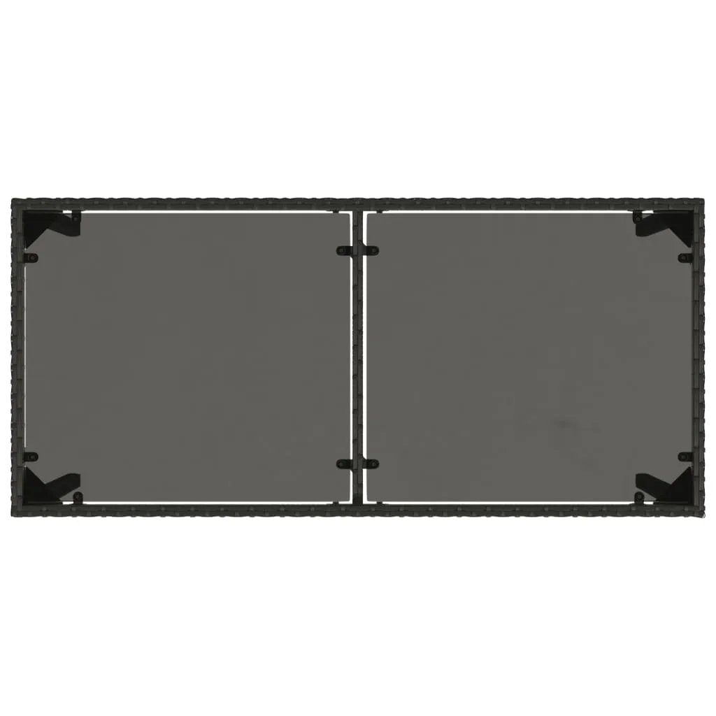 Gartentisch mit Glasplatte 115x54x74 cm Schwarz