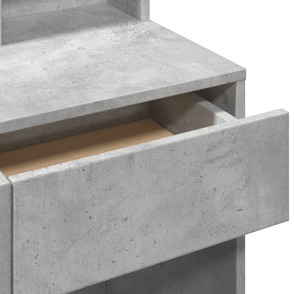 Schminktisch Betongrau 80 x 41 x 144,5 cm aus Holzwerkstoff und Glas