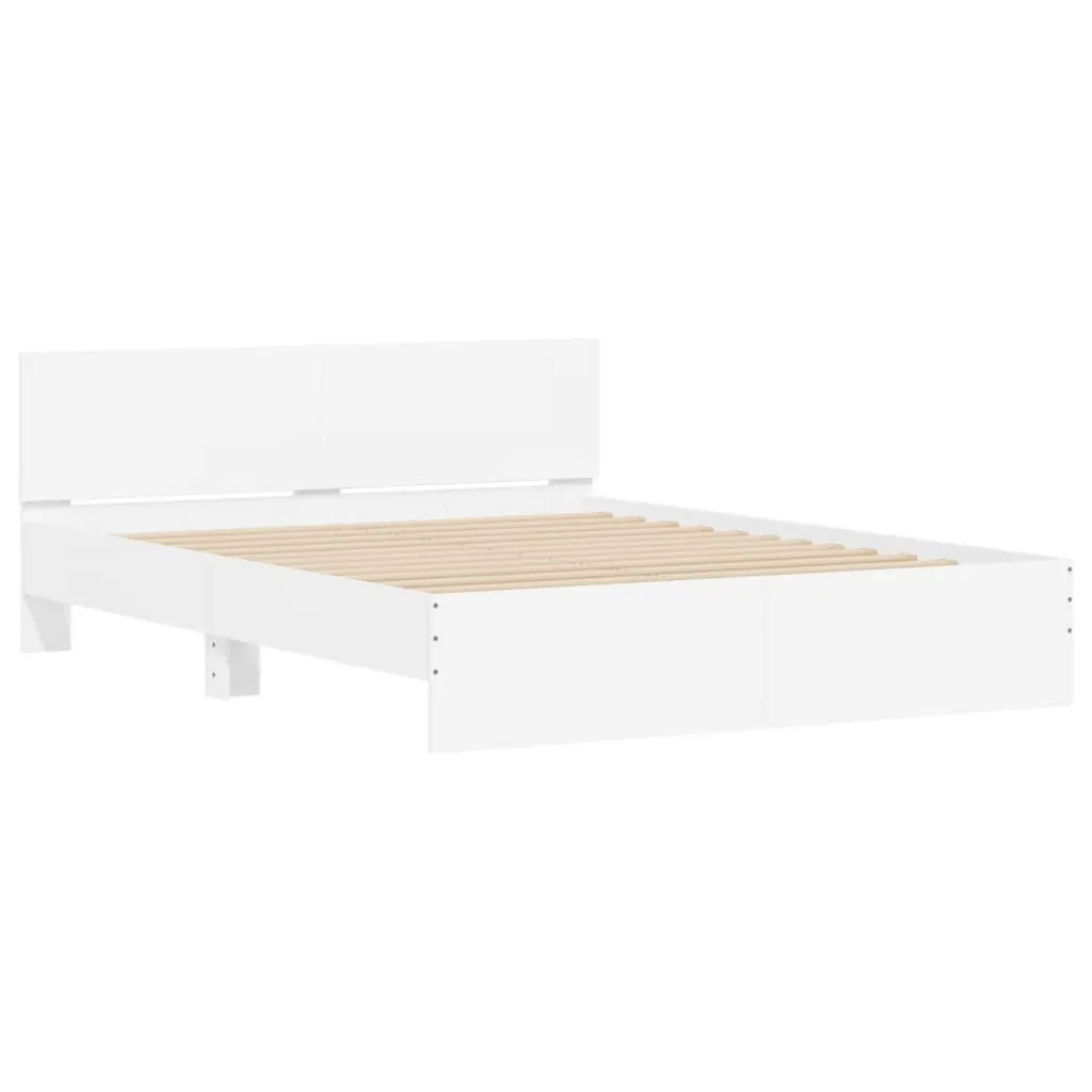 Weißes Bettgestell aus Holzwerkstoff 203x145x70 cm