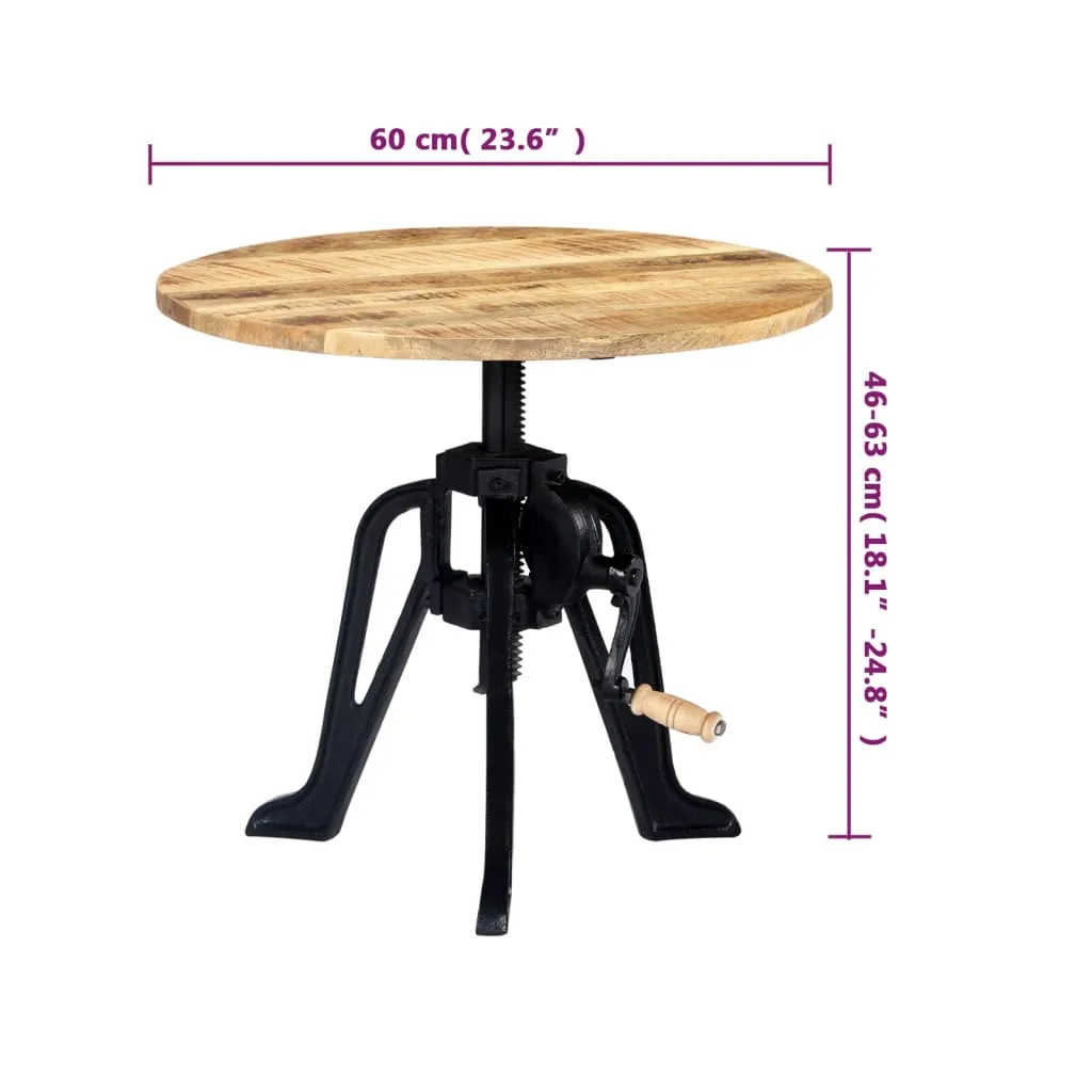 Beistelltisch aus Vollholz mit Gusseisenbasis, 60 x (46-63) cm