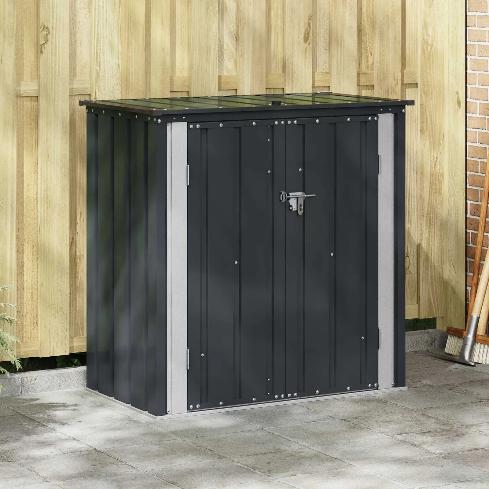 Abschließbare Gartenbox Schwarz 101,5 x 57 x 100,5 cm
