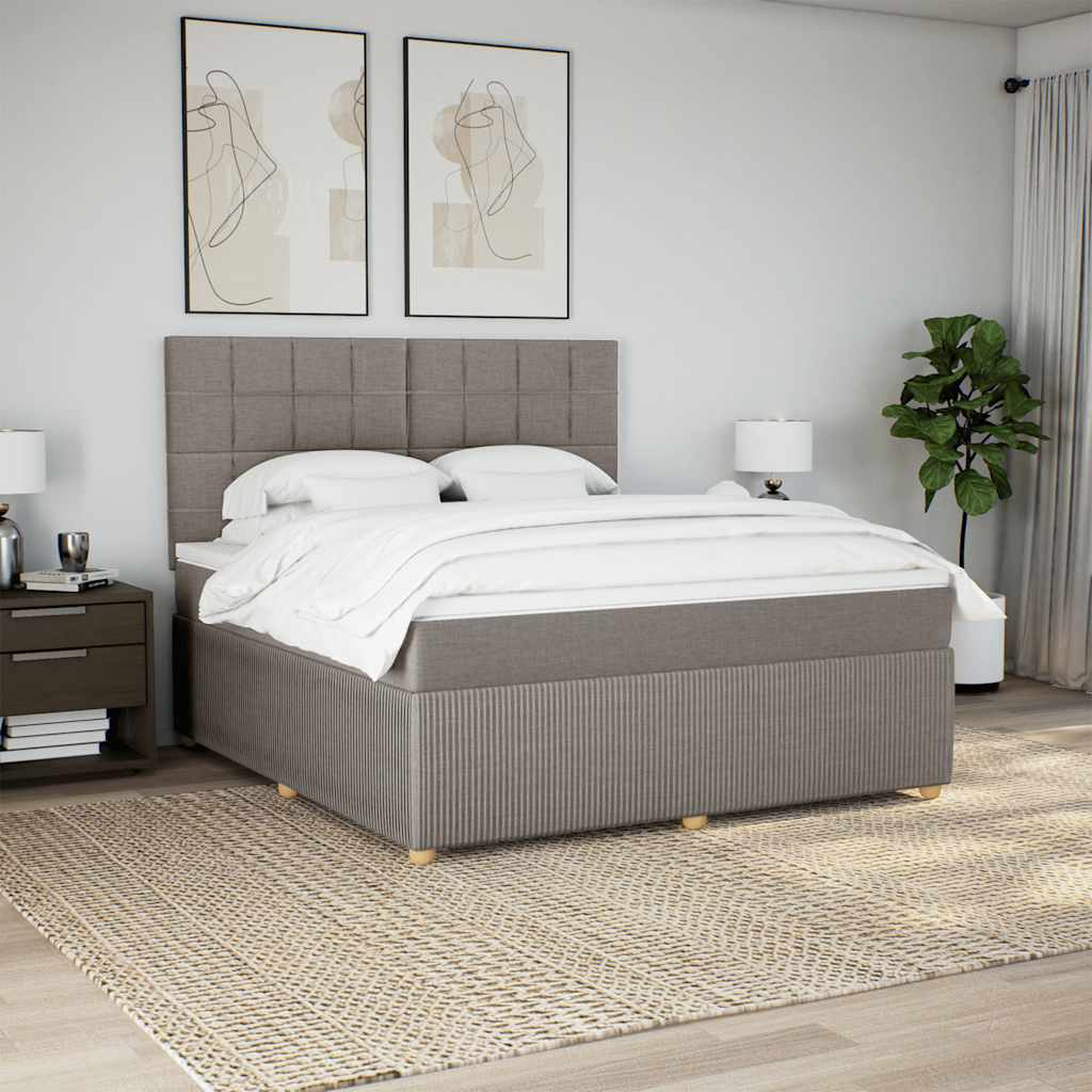 Boxspringbett Taupe 180x200 cm mit LED-Lichtern und Topper