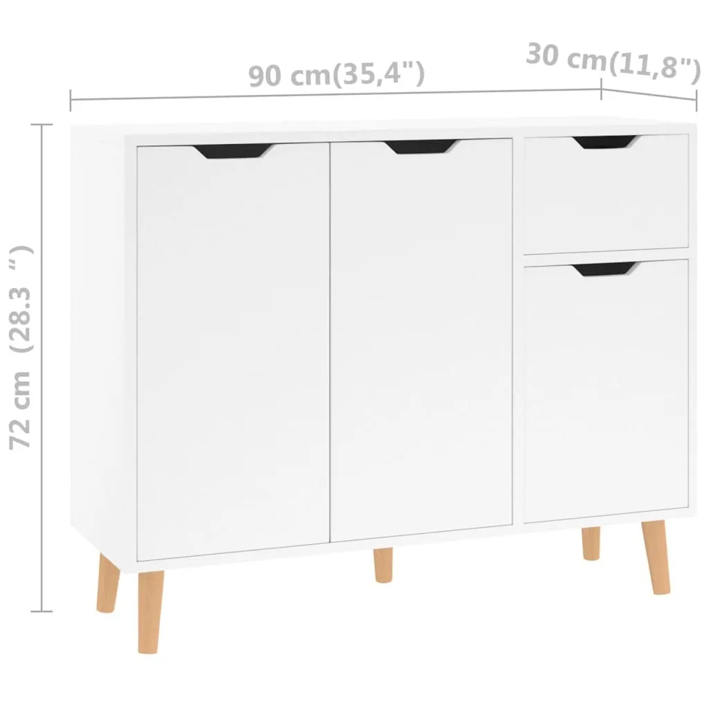 tinkaro Sideboard ELBUNA Holz Aufbewahrungsschrank Hochglanz-Weiß