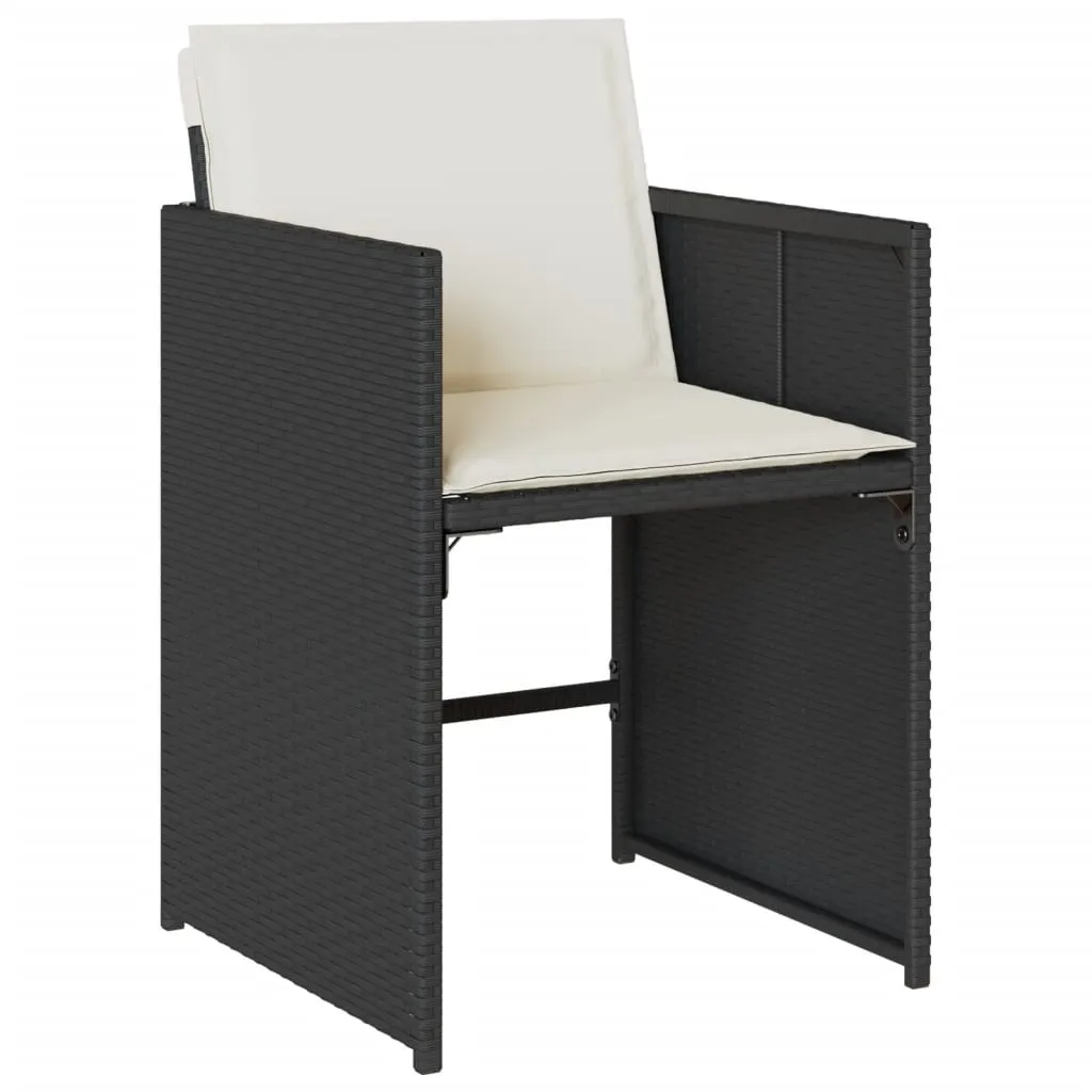 Gartenstuhl aus PE-Rattan mit Stahlrahmen 50,5x54x79 cm Schwarz