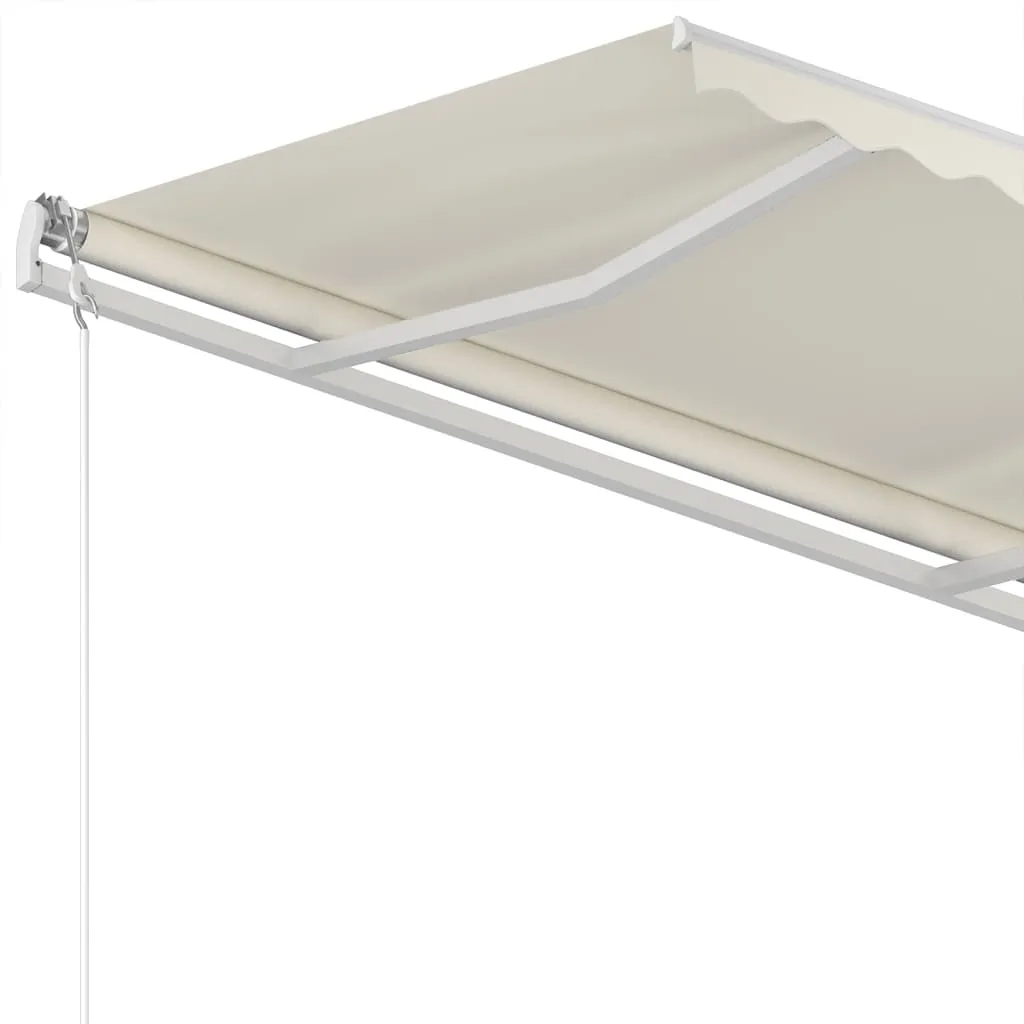 Versenkbare Outdoor-Markise 350x250 cm Creme mit weißem Aluminiumrahmen