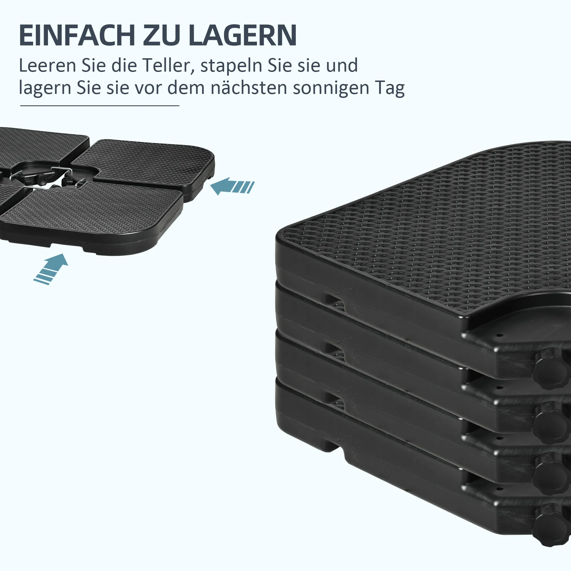 Sonnenschirmständer Schwarz 100x100x8 cm aus HDPE
