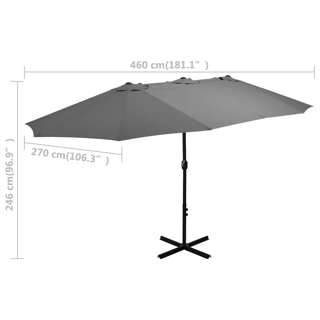 Doppel-Sonnenschirm 460x270x246 cm Anthrazit mit Aluminiumgestell
