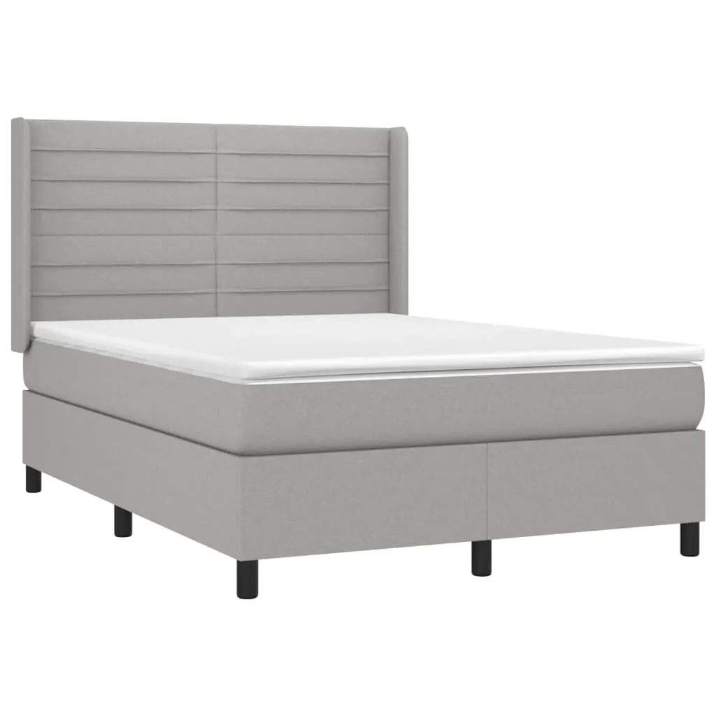 Boxspringbett mit Matratze, LED-Leiste, Hellgrau, 140x200 cm