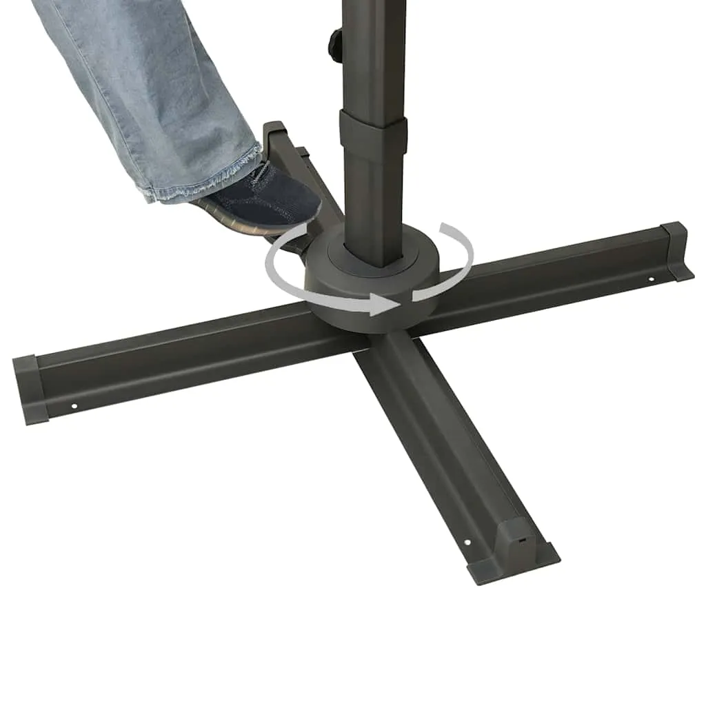 Eleganter Ampelschirm Schwarz 300 x 300 x 258 cm mit LED-Beleuchtung
