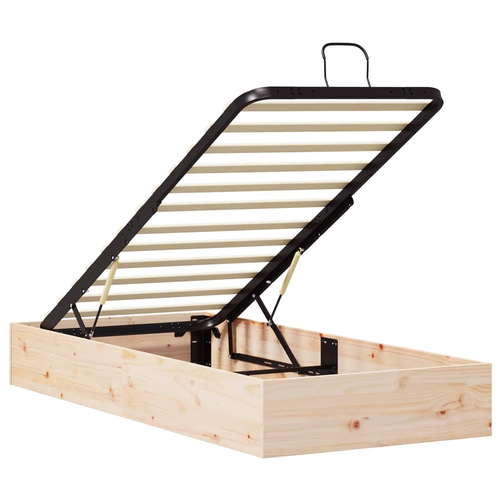 Bettgestell mit Stauraum 90 x 190 cm Natur