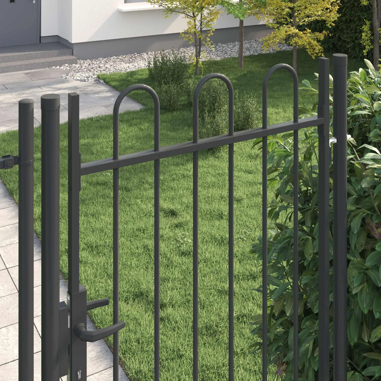 Zauntor BOXTEL 103 x 250 cm Pulverbeschichteter Stahl Grau