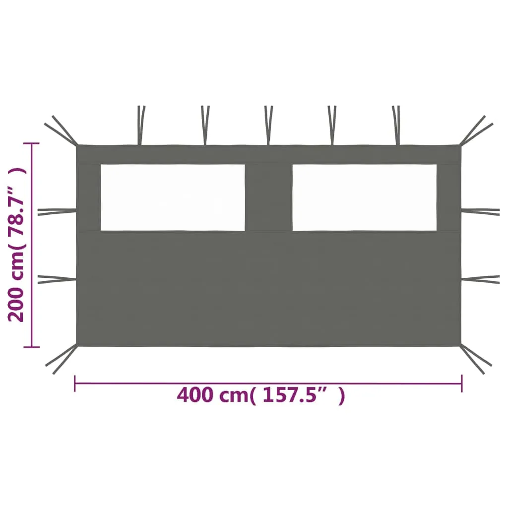 Pavillon-Seitenwand Anthrazit 4 x 2 m mit PVC-Fenster