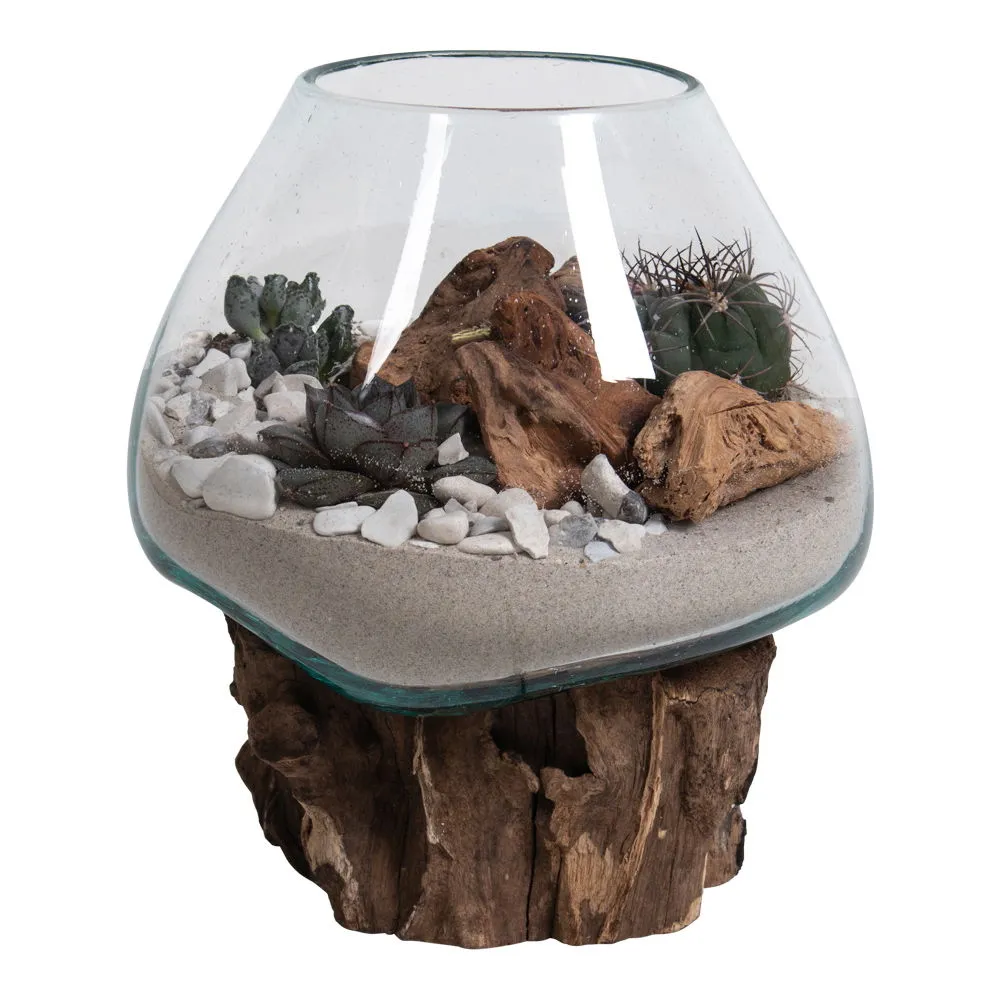 tinkaro Deko Terrarium San Marino Teakholz, Glas, Stahl Natur tinkaro Deko Terrarium San Marino Teakholz, Glas, Stahl Natur