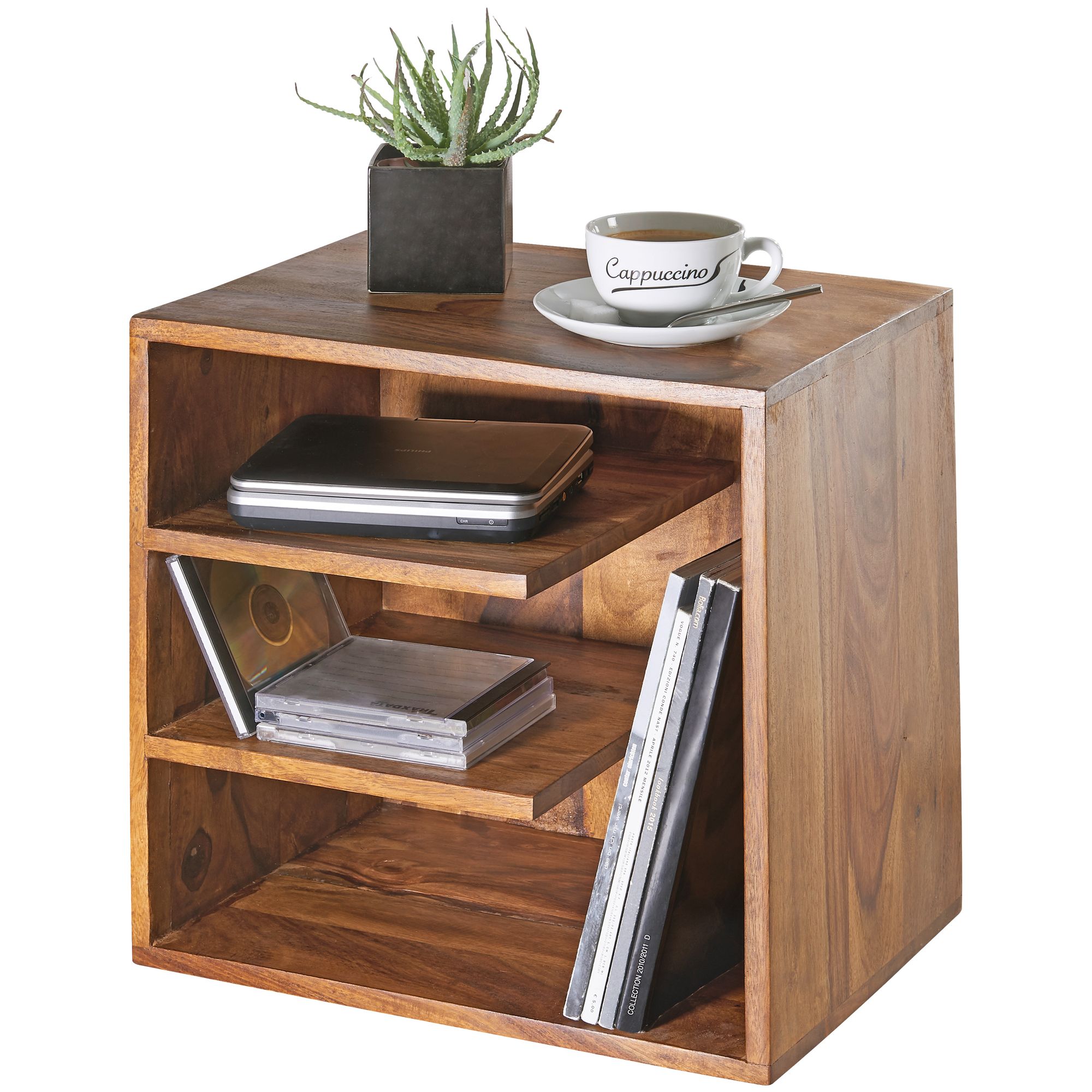 KADIMA DESIGN Sheesham legno Tavolino massiccio 90 x 60 cm con ripiano in legno massello
