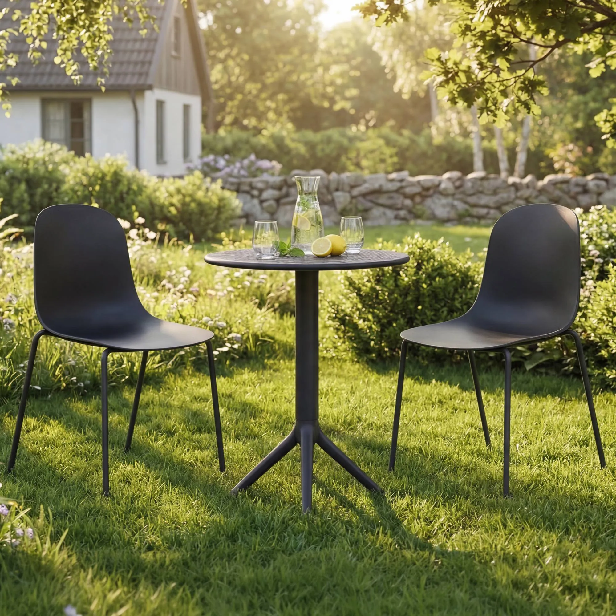 Gartenmöbel-Set Torin 162x85x60 cm schwarz