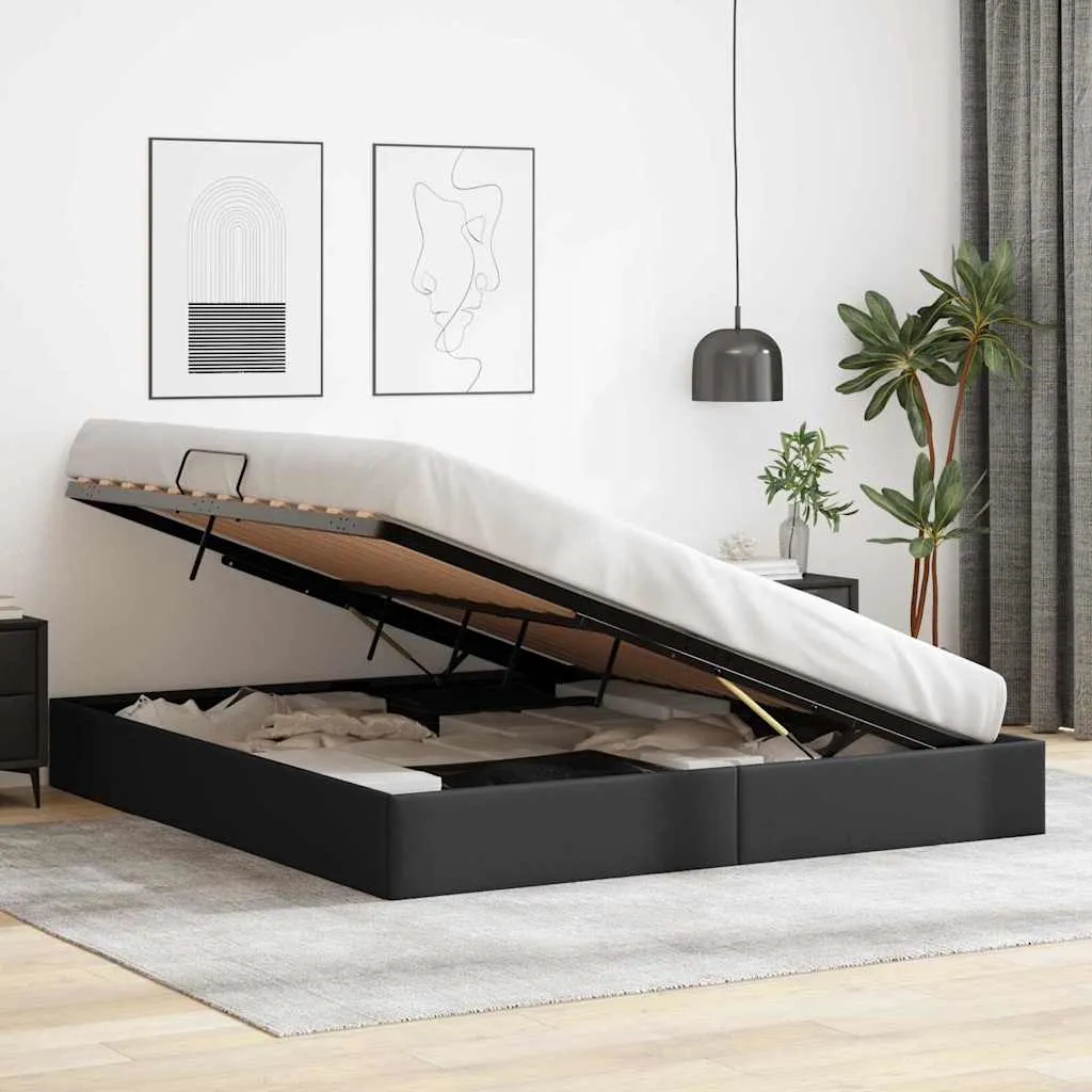 Stauraumbett 203 x 193 x 78 cm Schwarz