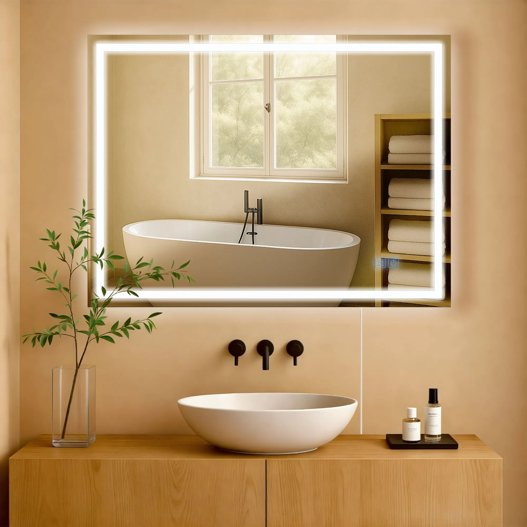 Badspiegel Jaffrey LED 80x60 cm Klarglas