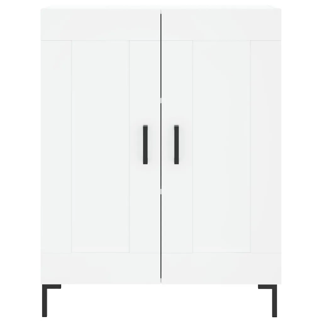 Weißes Highboard aus Holzwerkstoff mit Metallfüßen 69,5 x 34 x 180 cm