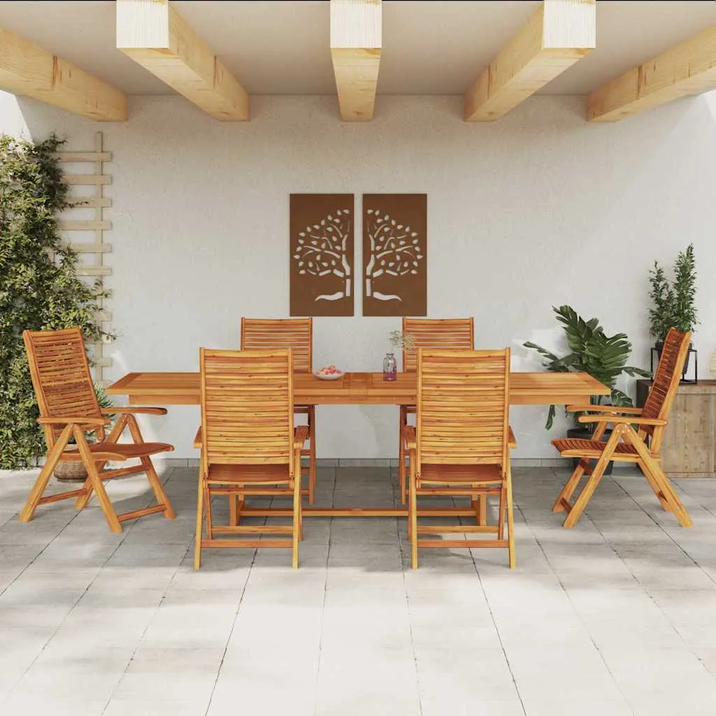 Rustikales Garten-Ess-Set Echtholz 240x100x75 cm Braun