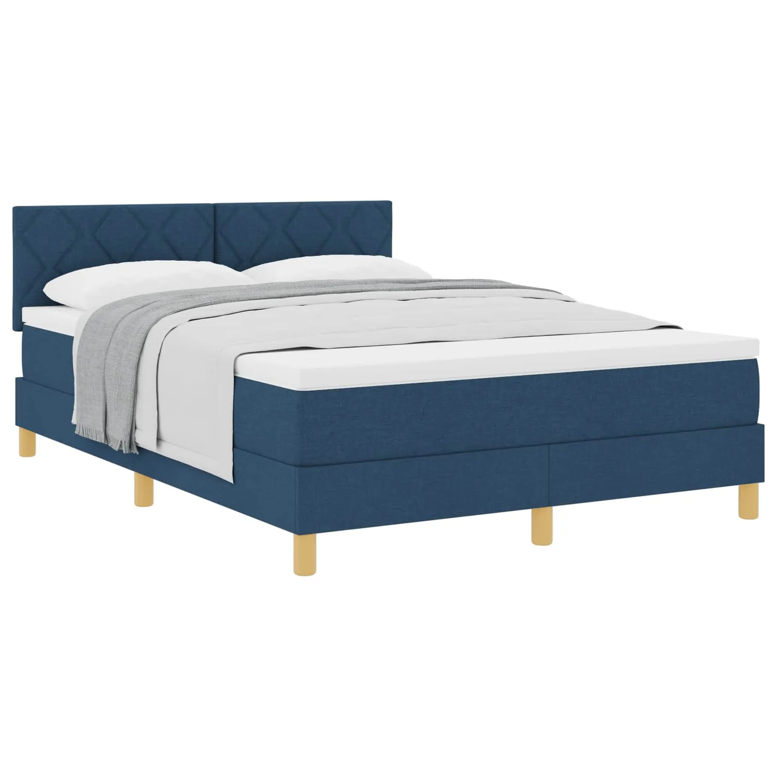 Boxspringbett Blau 140x190 cm mit verstellbarem Kopfteil