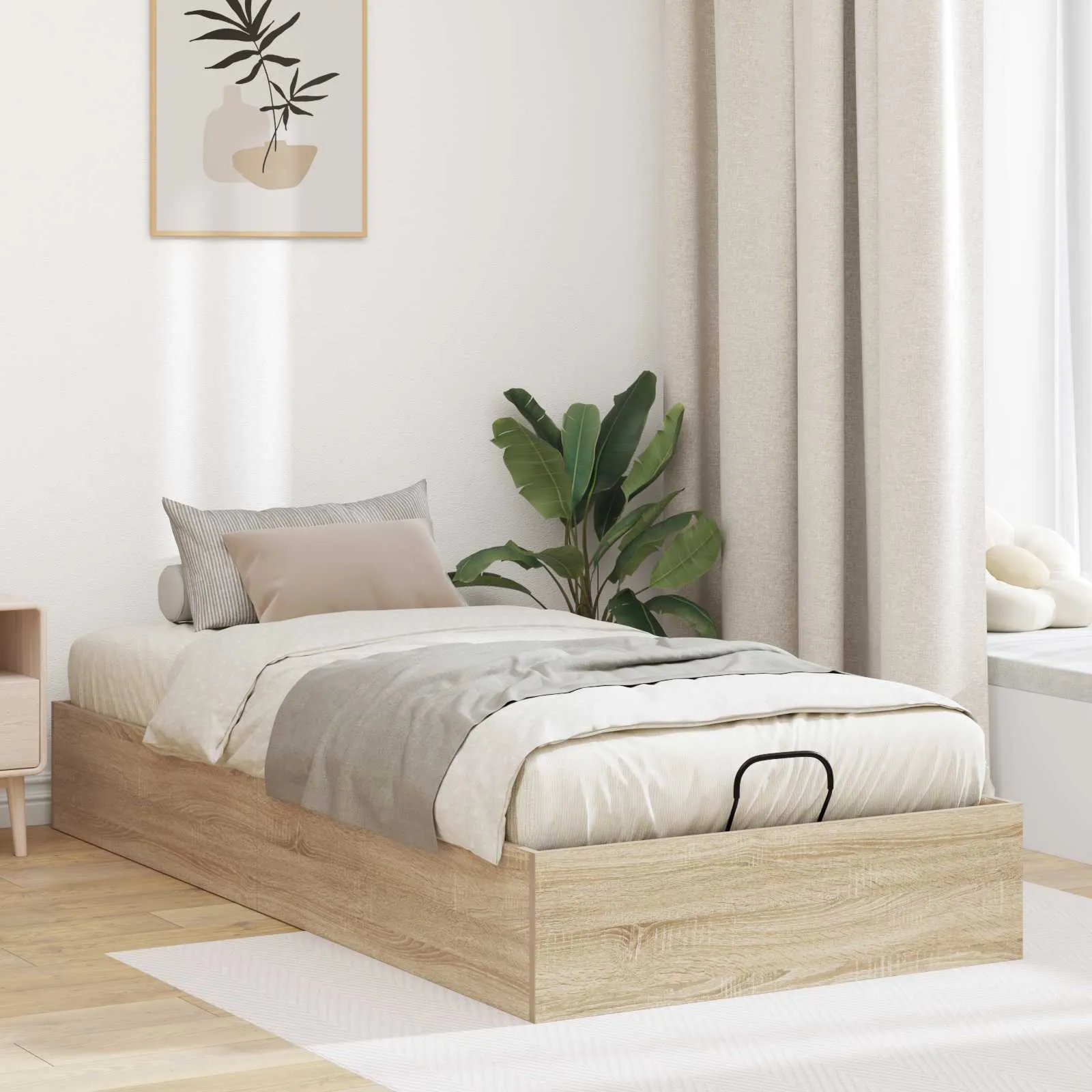Ottoman Bettgestell 203 x 90 x 25 cm Sonoma-Eiche