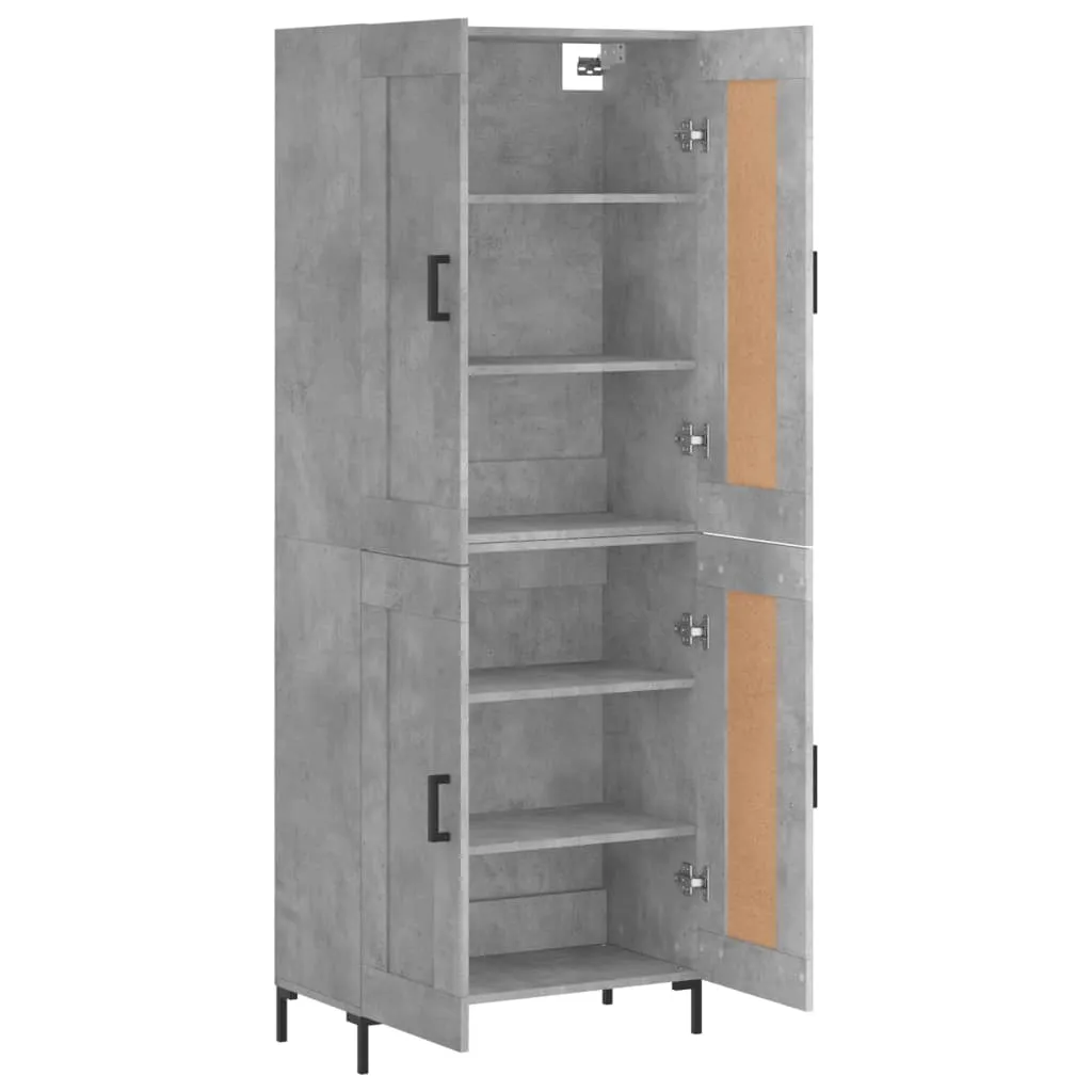 Highboard mit Sideboard 69,5x34x180 cm Betongrau aus Holzwerkstoff und Eisen