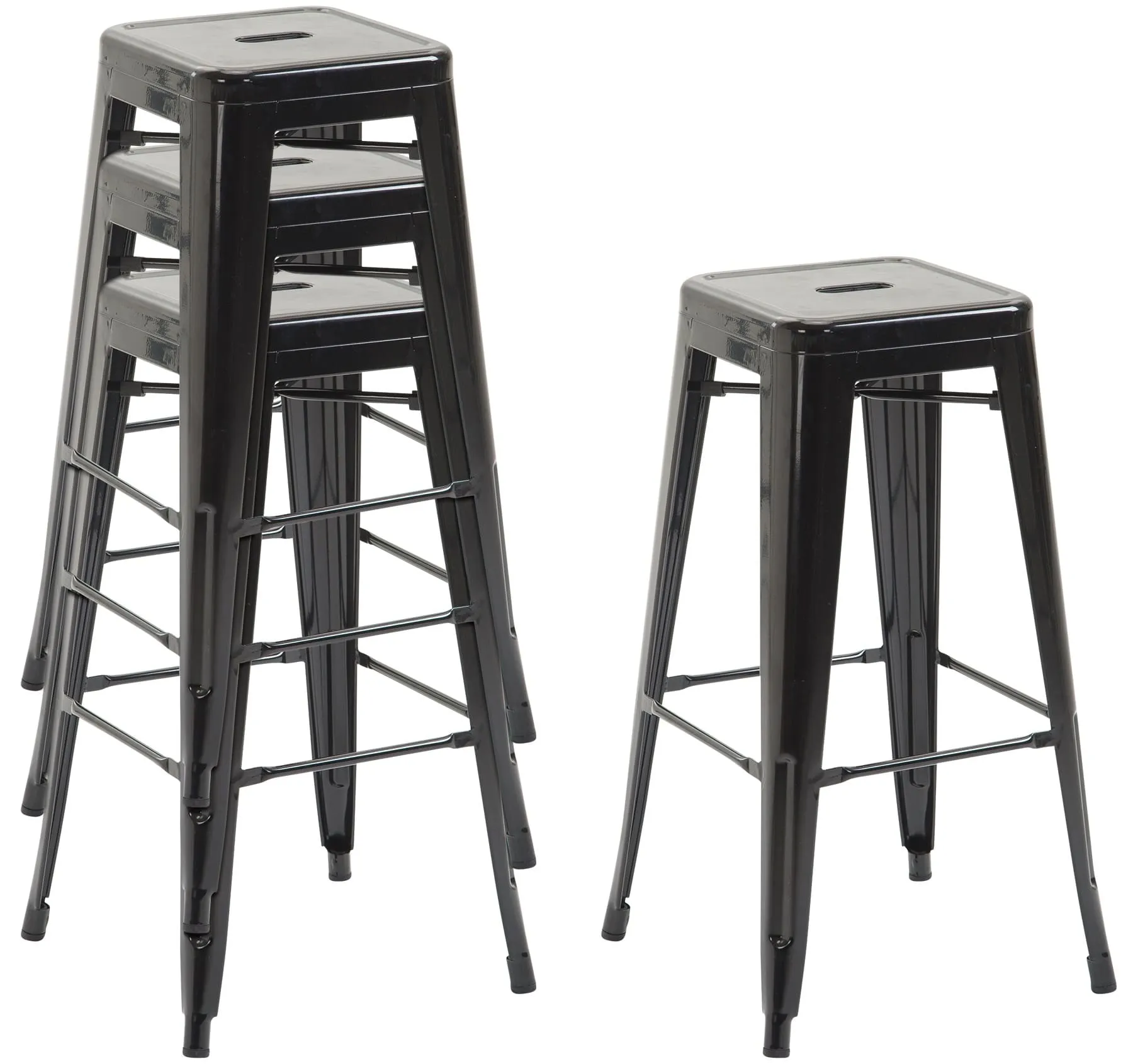 Barhocker Joshua V2 2er Set 76x43x43 cm schwarz