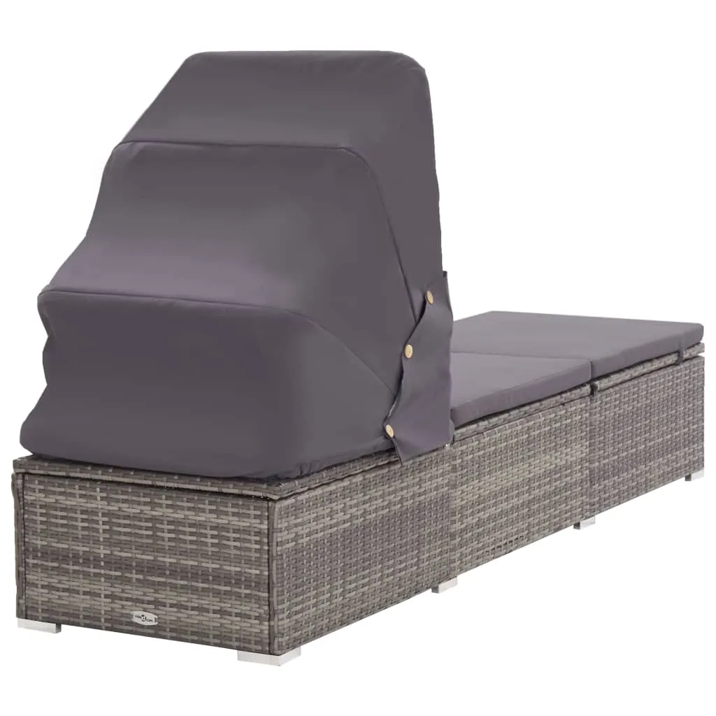 Sonnenliege aus PE-Rattan 195x60x110 cm in Grau