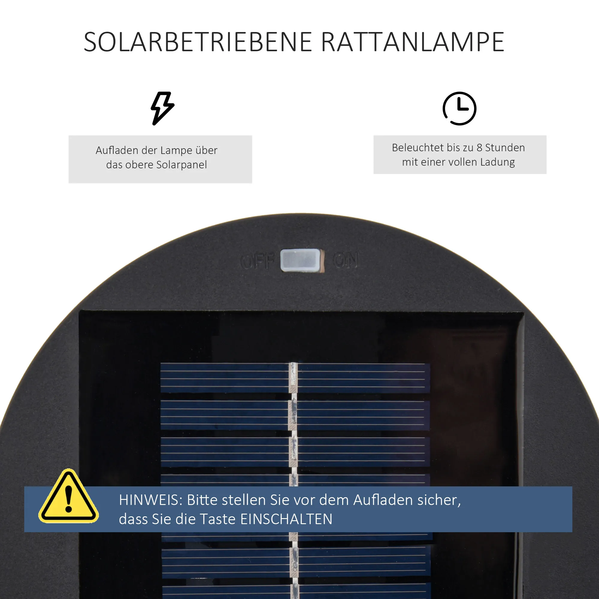 Gartenleuchte Solar Rattanoptik Stahlbraun 21,5 x 61 cm