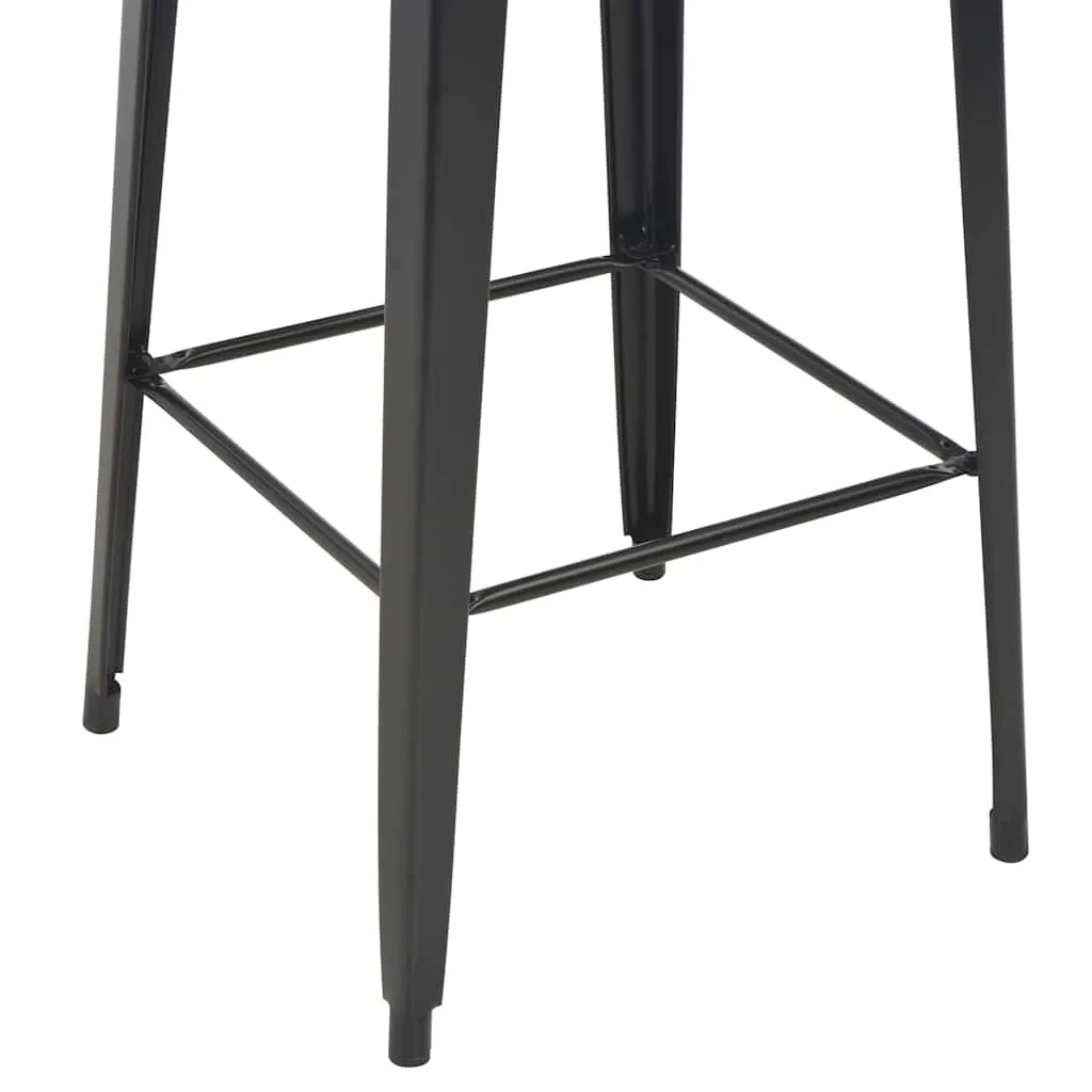 Bartisch 60 x 60 x 108 cm Schwarz und Braun mit Massivholz und Stahlgestell