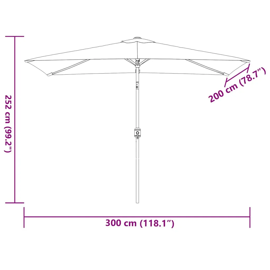 Eleganter Sonnenschirm 300x200x252 cm Schwarz mit Stahlgestell