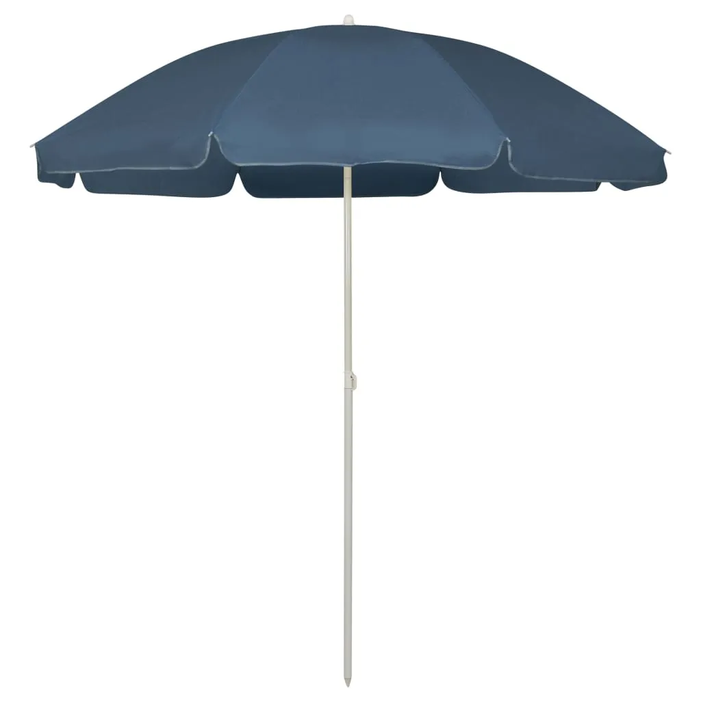 Blauer Strandschirm aus Polyester 240 cm Durchmesser, 220 cm Höhe