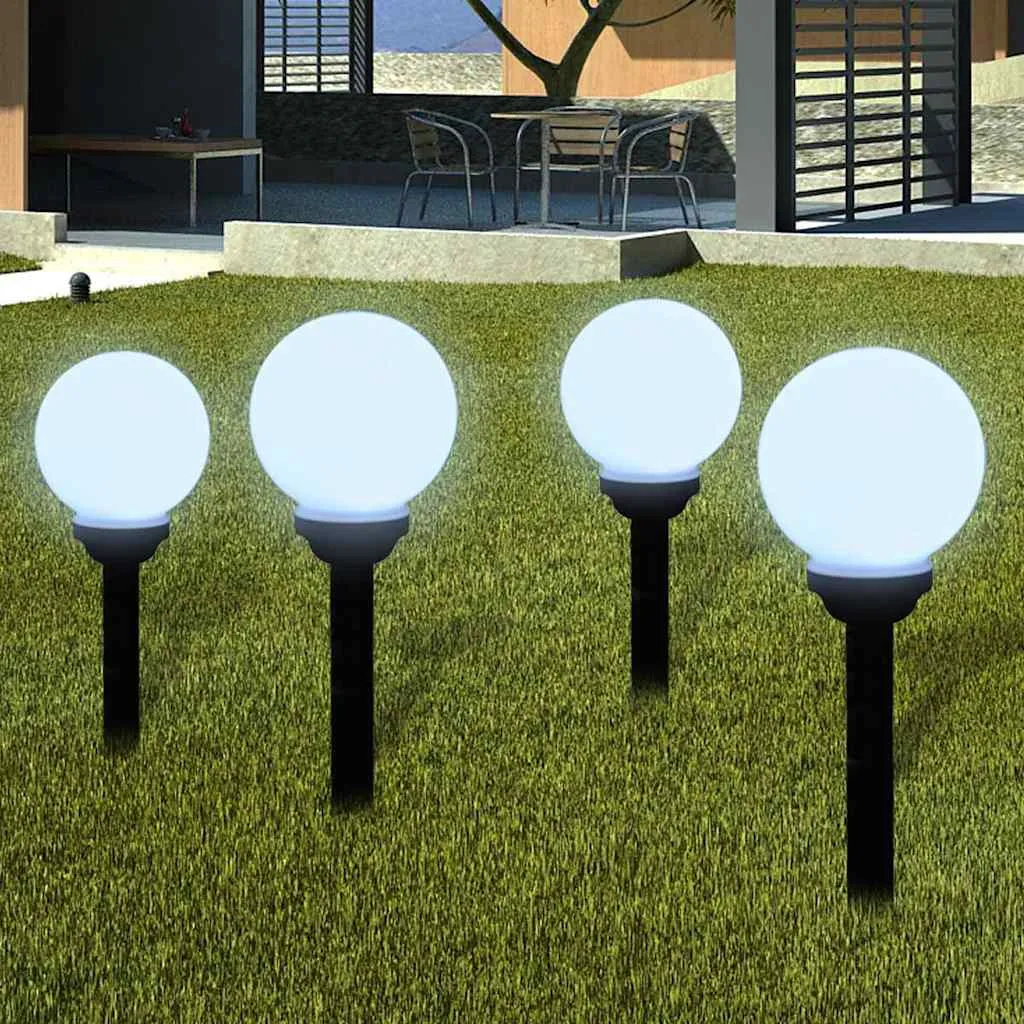 4-teilige LED-Solarleuchten, 36/47 cm, glänzend Weiß