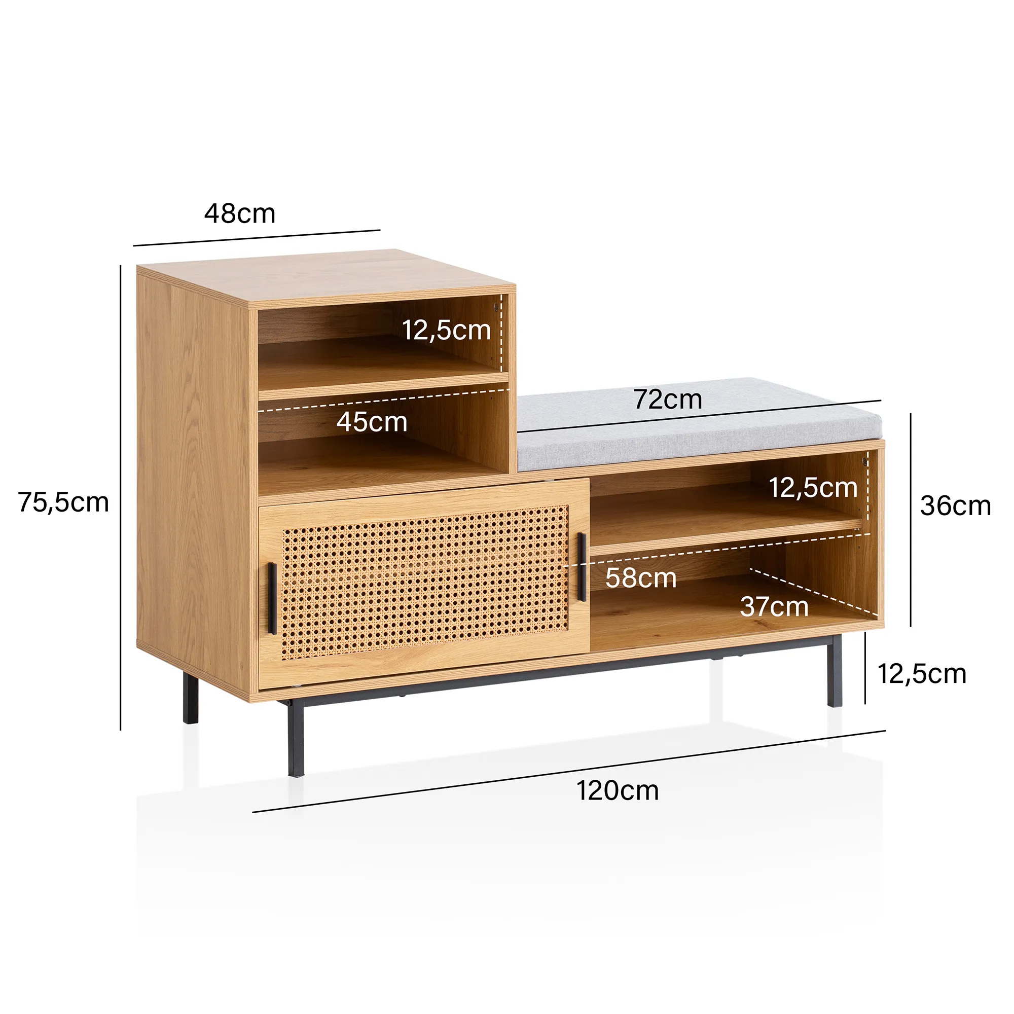 Schuhbank mit Sitzfläche 120x75