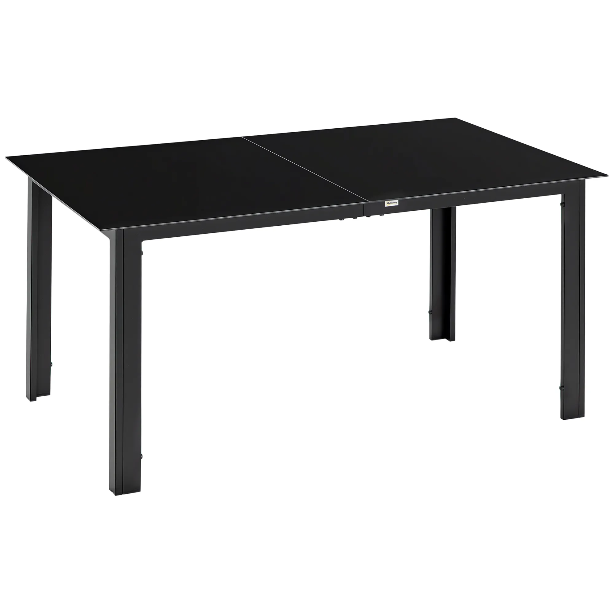 Gartentisch 150x90x74 cm Schwarz aus Aluminium und Glas