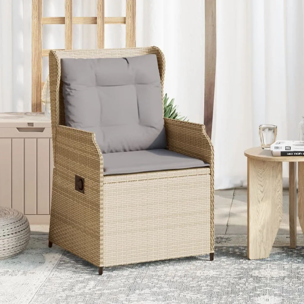 Verstellbarer Gartenstuhl 55x67x95 cm Beige aus PE-Rattan und Stahl