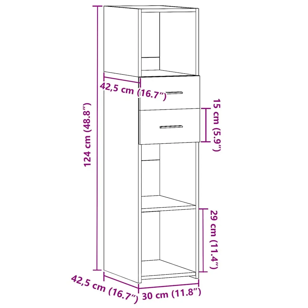 Klassisches Highboard Betongrau 30 x 42,5 x 124 cm aus Holzwerkstoff