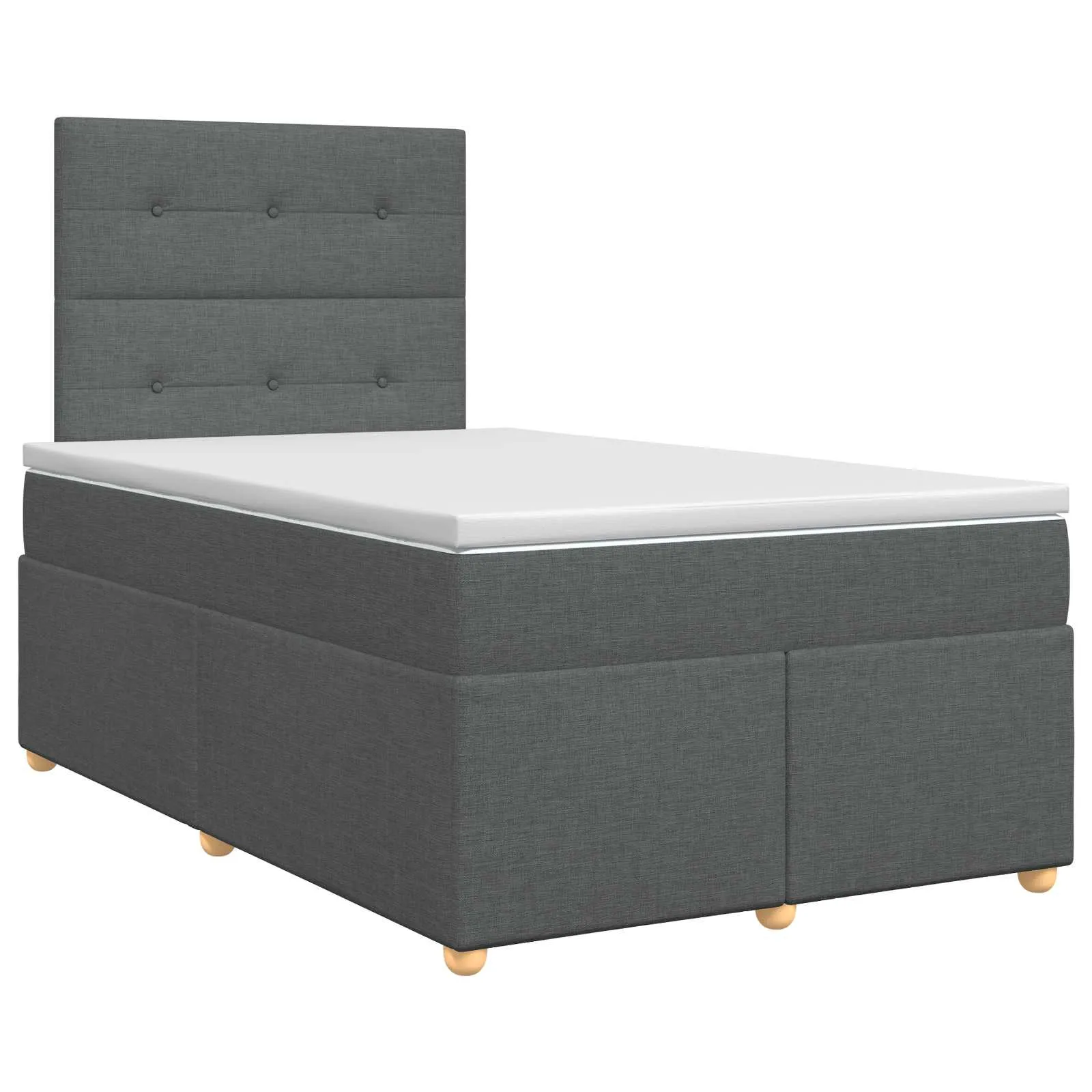 Boxspringbett 120x200 cm mit Topper, Dunkelgrau, Mittelhart