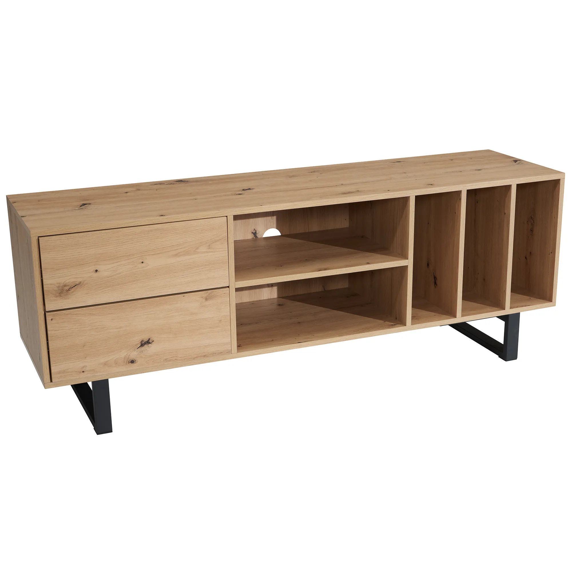 Wohnling Lowboard Eiche-Dekor 150x55x40 cm TV-Kommode Modern